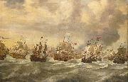 willem van de velde  the younger Episode from the Four Day Battle at Sea, 11-14 June 1666, in the second Anglo-Dutch War Spain oil painting artist